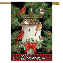 Briarwood Lane Holiday Bird Gathering House Flag