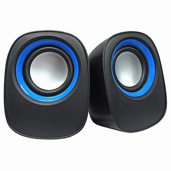 Yeacher Music Speaker Desktop Speaker Mini Music Speaker with 3.5mm Jack for Laptop/MP3/Smartphones (Black+Blue)