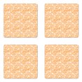 thumbnail image 1 of Floral Coaster Set of 4, Spring Summer House Garden Field Outdoors with Floral Detailed Leaves Image, Square Hardboard Gloss Coasters, Standard Size, Marigold and White, by Ambesonne, 1 of 2