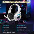thumbnail image 3 of 2.4GHz Wireless Gaming Headset for PS4/PS5/Xbox/Switch/PC, Bluetooth Over Ear Headphones with ENC Noise Cancelling Mic,7.1 Stereo Surround Sound, 40mm Drivers, RGB Light, 45H Battery Gaming Headphone, 3 of 11
