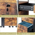 thumbnail image 5 of Filing Cabinet with 2 Locks Keys Top Open Shelf, 2 Drawers Rolling File Cabinet for Legal/A4/Letter Size, Wood Printer Stand on Wheels Under Desk Storage for Office, Dark Brown, 5 of 14