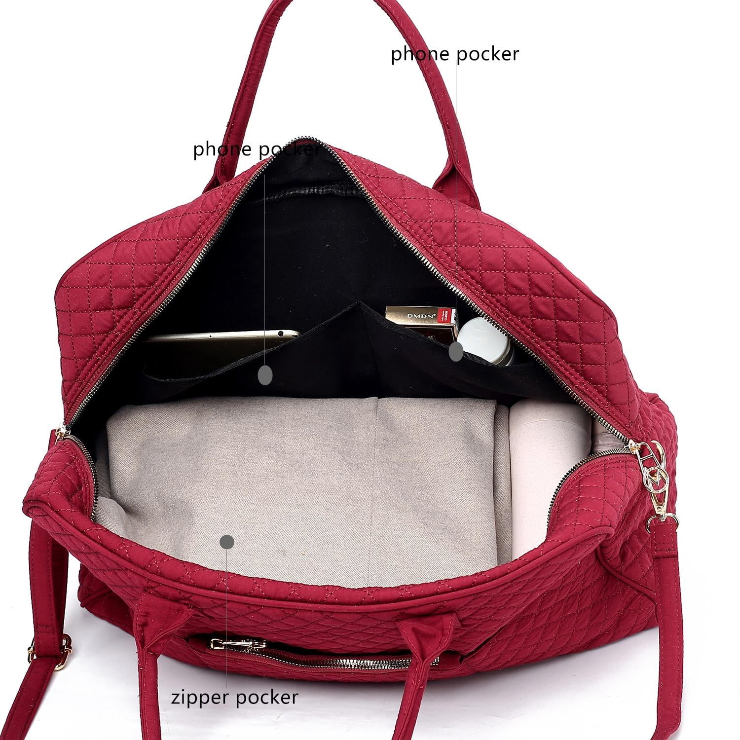 MKF Collection Jayla Women’s Solid Quilted Cotton Duffle Bag For Travel by Mia K - Brown
