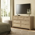 thumbnail image 6 of SICOTAS 56.88" Wide 7 Drawer Tall Dressers Set of 2, Boho Dresser with Oversized Storage Space Rattan Dressers & Chests of Drawer Engineered Wooden Dressers for Bedroom,Reclaimed Light Oak, 6 of 7