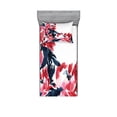 thumbnail image 2 of Floral Bedding Set with Sheet & Covers, Flowers in Watercolor Style Effect Illustration of Peonies Spring Inspired Print, Printed Bedroom Decor 2 Shams, 4 Sizes, Dark Blue Red, by Ambesonne, 2 of 3