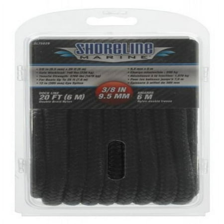 UPC: 0013893652096 | Shoreline Marine Double Braided Nylon Dock Line 3/8 in x 15 ft Black