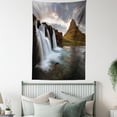 thumbnail image 4 of Iceland Tapestry, Waterfall with a Volcano Icelandic Landscape Cloudy, Wall Hanging for Bedroom Living Room Dorm Decor, 60W X 80L Inches, Taupe Fawn, by Ambesonne, 4 of 5