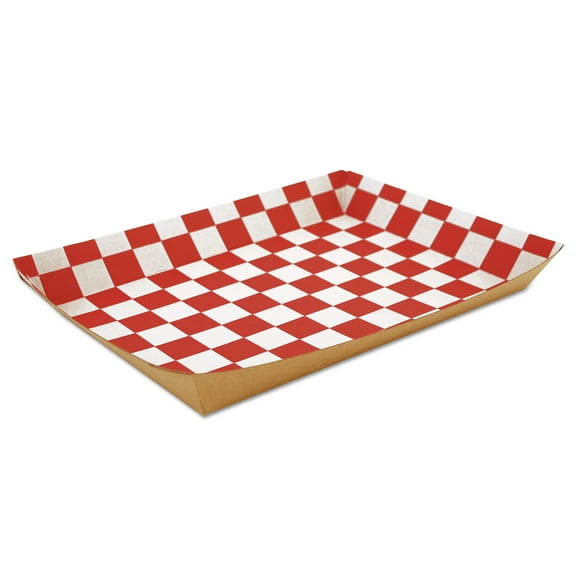 SCT 10 1/2"x7 1/2"x 1 1/2" Eco Kraft Paperboard Lunch Tray Brown/Red/WE 0590