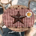 thumbnail image 2 of Country Star Farm Round Tablecloth, Fitted Table Cover with Elastic for 36"-44" Round Tables, Farmhouse Plaid Texas Vintage Fruit Table Cloth Outdoor Indoor Dinning Party Waterproof Tablecloths, 2 of 7