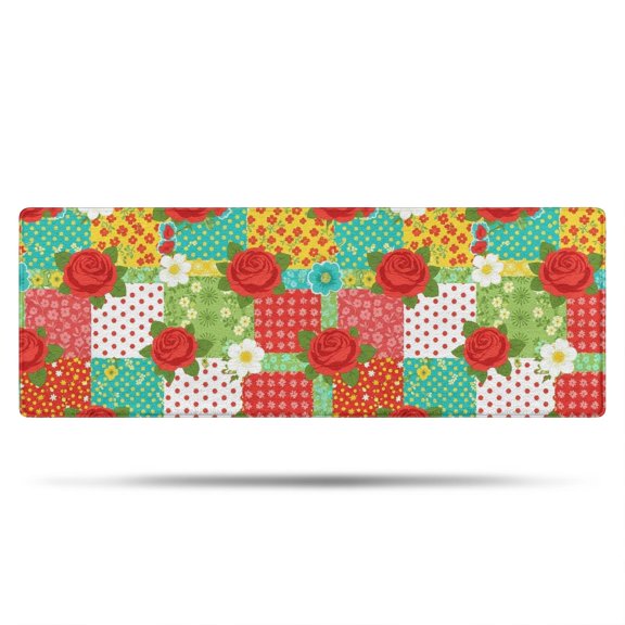 Pioneer Flower Floral Print Pattern Bathroom Rugs Mat, Non Slip Microfiber Bathroom Rug with Rubber Backing, Soft Mats for Bathroom Floor Tub Shower, 17"x47"