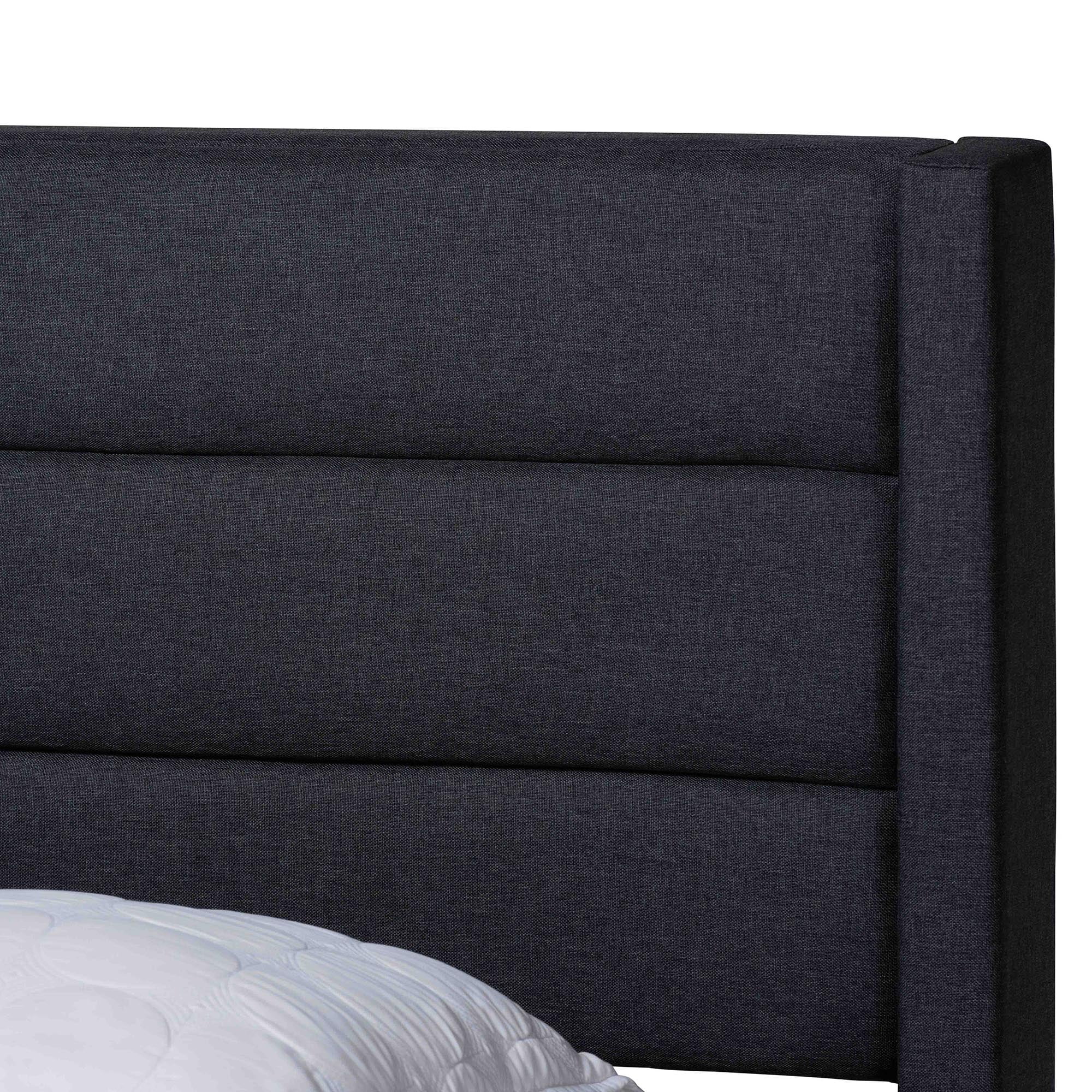 Baxton Studio Braylon Mid-Century Modern Transitional Charcoal Grey Fabric and Dark Brown Finished Wood Queen Size 3-Drawer Storage Platform Bed