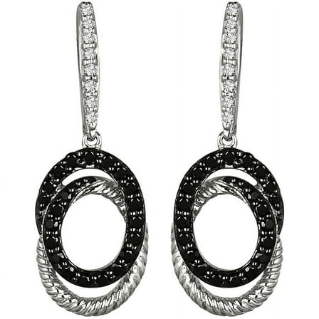 1/3 Carat T.W. White and Black Diamond Sterling Silver Swirl Earrings