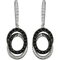 1/3 Carat T.W. White and Black Diamond Sterling Silver Swirl Earrings