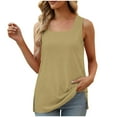 thumbnail image 2 of Yieetim Khaki Tank Top for Women Fashion Casual Crew Neck Vest Solid Color Comfortable Sleeveless Tee Shirts Female Loose Lightweight Tank Tops, 2 of 6
