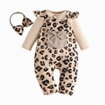 thumbnail image 5 of TOWED22 Newborn Infant Girl Fall Winter Clothing 3 Pcs Outfits Long Sleeve Crew Neck Print Romper Jumpsuit Pants Headband Bodysuit Set(Beige,0-3 M), 5 of 9