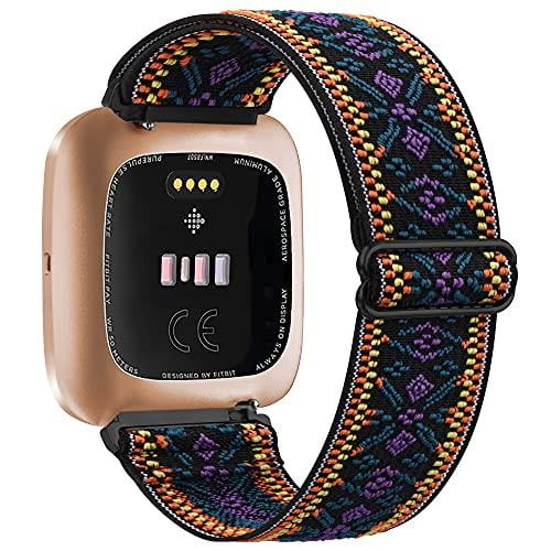 Correa de bucle tejida elástica para Fitbit Versa 3 2 Versa Lite, correa de reloj deportiva de nailon ajustable para Fitbit Sense Band Tan Jianjun unisex