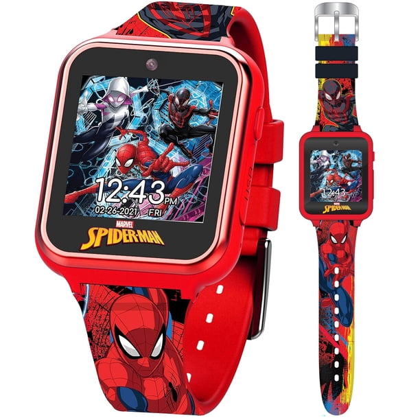 Reloj Inteligente Accutime Spider-Man para Niños con Cámara, Juegos y Correa
