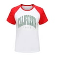 thumbnail image 3 of Girls T Shirt Short Sleeve Crewneck Color Block City California Letter Print Boys Tee Girls Tops 2 Years,Red, 3 of 3