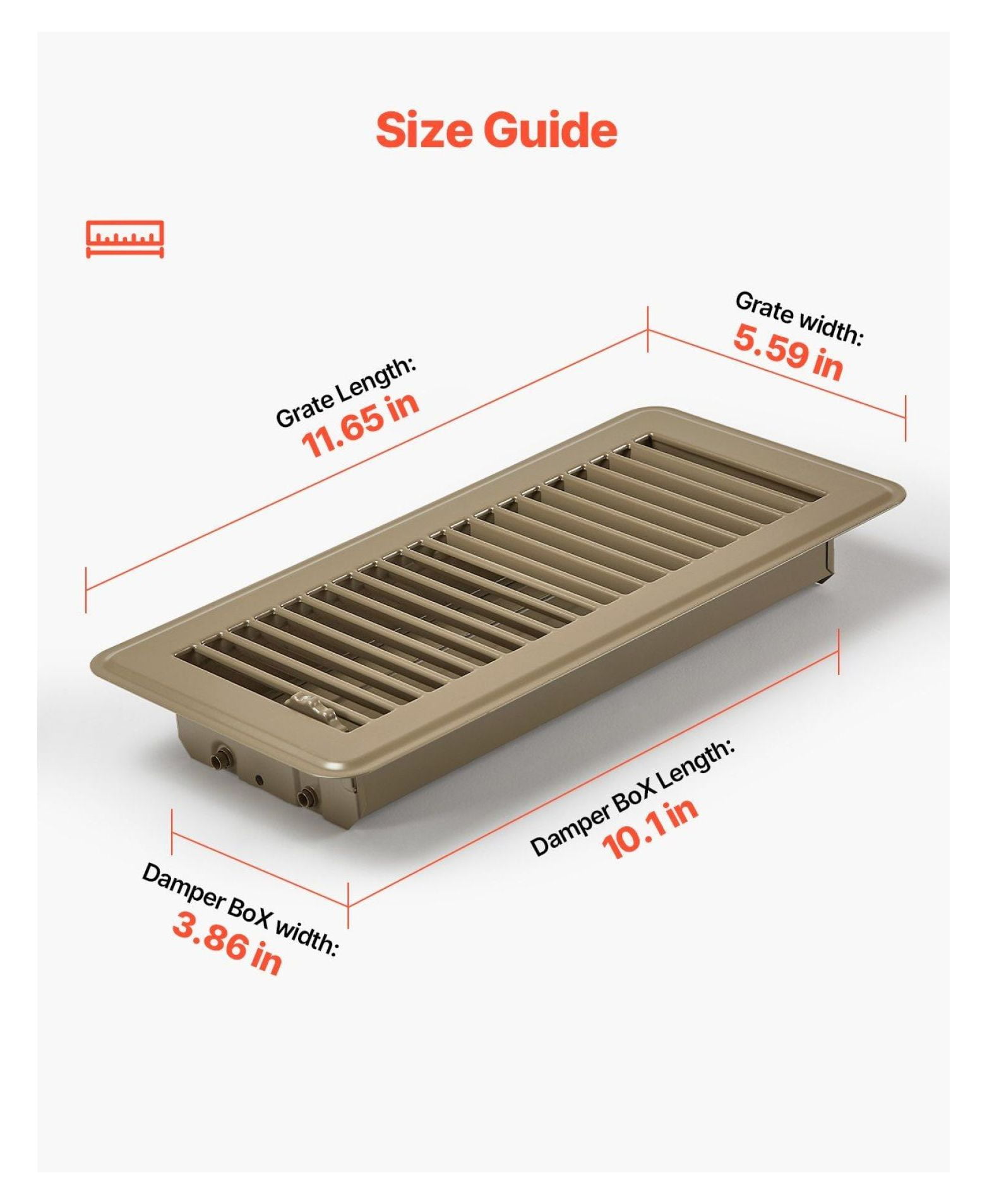 Floor Registers 4x10 Inch 6-Pack - Iron HVAC Vent Grilles - Brown - Adjustable Airflow - Durable Metal Construction - Home & Office