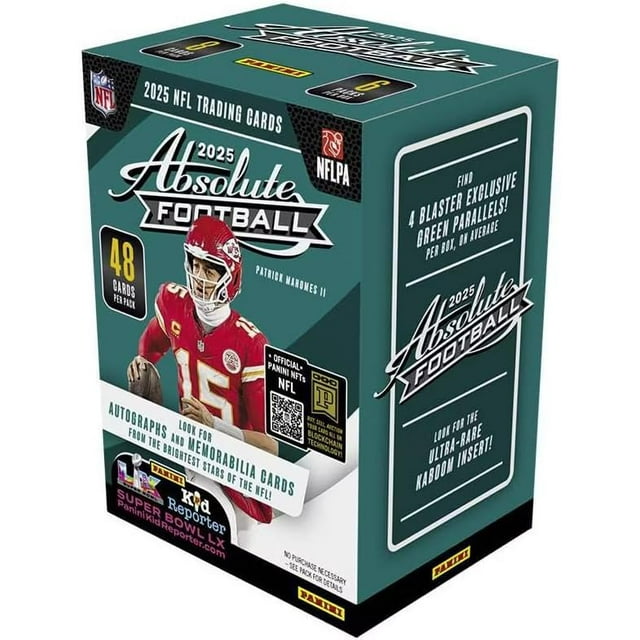Panini 2025 Absolute Football Trading Card Blaster Box (Find 4 Green Paralles Per Blaster Box)