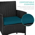 thumbnail image 5 of Best Choice Products 3-Piece Outdoor Wicker Conversation Patio Bistro Set, w/ 2 Chairs, Table - Black/Peacock, 5 of 8