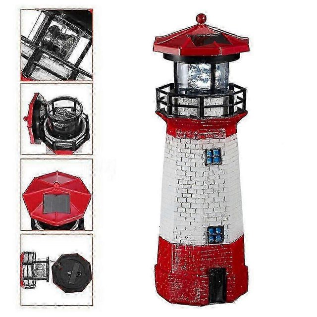 2025 Large Solar Powered Lighthouse Rotating Led Bulb Garden Ornament Pa WVS