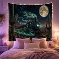 thumbnail image 2 of Steam Locomotive on Desert Tracks Beneath Full Moon, Mystical Fantasy for Railway Fans, Western Night Art, Housewarming Gift, Tapestry Wall Hanging for Living Room and Den, 2 of 7