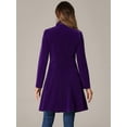 thumbnail image 3 of DARING DIVA Velvet A-Line Stand Collar Double Breasted Trench Coats XS Dark Purple, 3 of 6