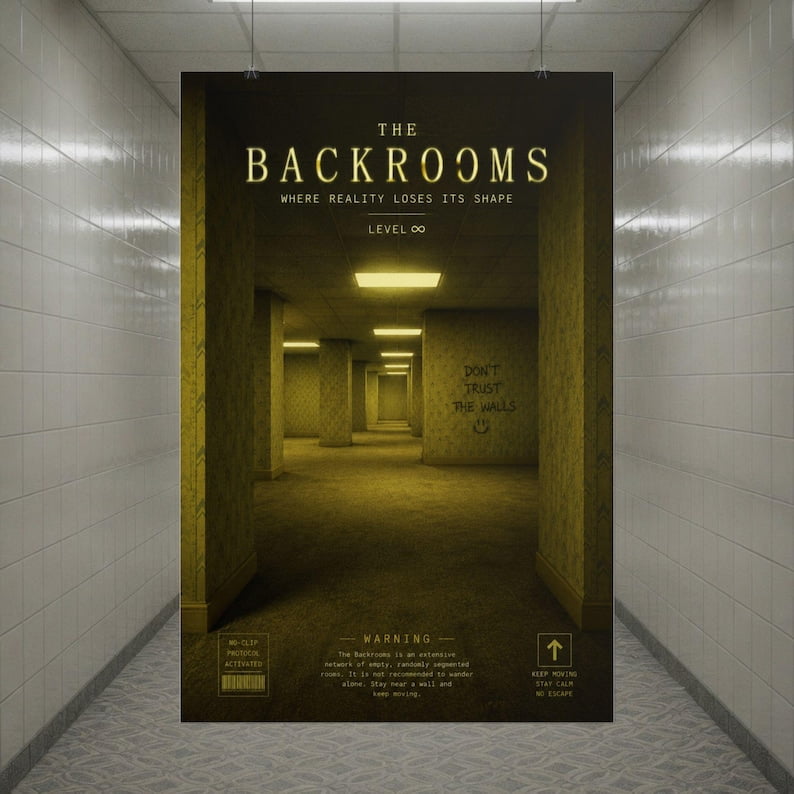 Backrooms (2026) Movie Poster, Horror Movie Wall Art Print Unframed Size 24''x36'' GooGate