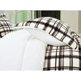 thumbnail image 3 of 3-Piece Plaid Pattern Comforter Set - Soft and Plush Micromink Sherpa Backing, Reversible Bedding with Matching Shams, Full/Queen Size, Taupe, 3 of 6
