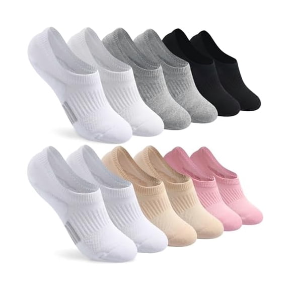 Eryueer No Show Socks Womens Cushioned Low Cut Invisible Footies for Running Athletic Gym Ankle Socks 6 Pairs