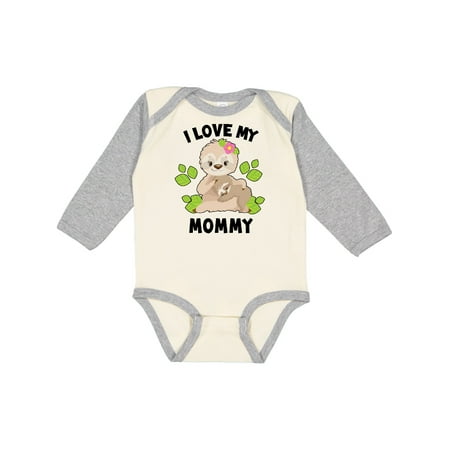 

Inktastic Cute Sloth I Love My Mommy with Green Leaves Gift Baby Boy or Baby Girl Long Sleeve Bodysuit