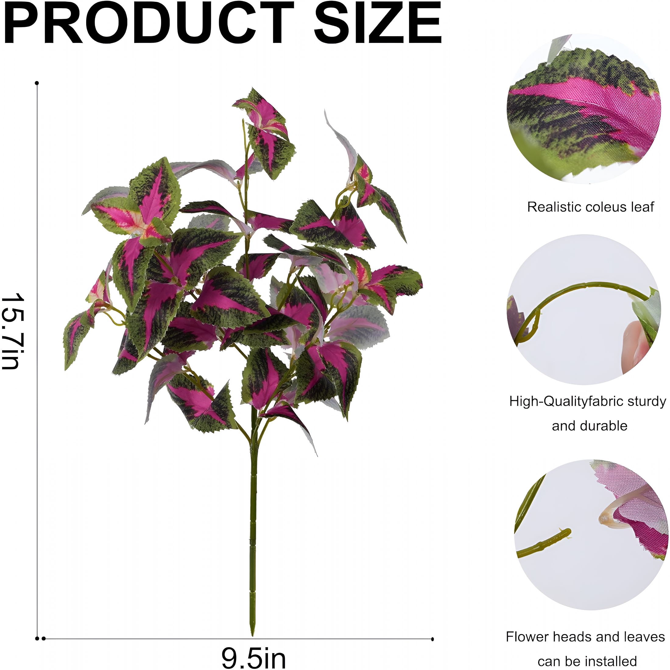 TUWAFE Artificial Greenery Plants Outdoor,5 Pcs Faux Coleus Plants Uv Resistant Silk Plants with Stems,Fake Plants for Outside Garden Patio Hanging Planter Pathway Front Porch Decoration(Red)