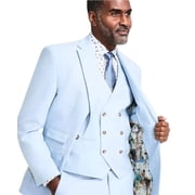 Tayion Mens Regular fit Suit Jacket Blazer 44 L Light Blue Solid