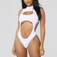 thumbnail image 3 of Sngxgn Women's Swimsuit Tummy Control V Neck Bathing Suits(White,M), 3 of 7
