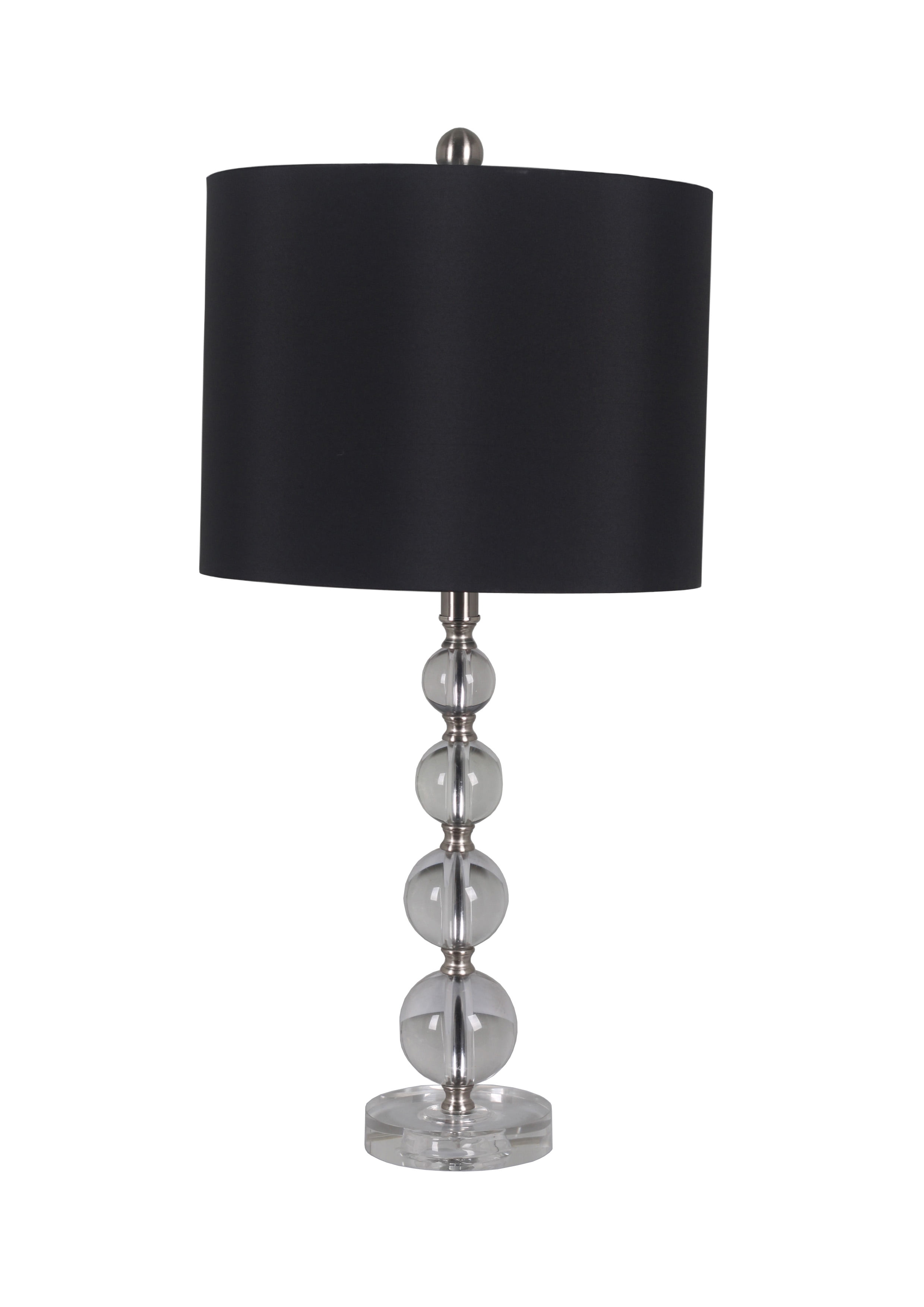 Black Linen Drum Lamp Shade, Acrylic Stacked Ball Table Lamp