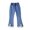 Blue4#, variant on qolati Girl's Flare Leg Jeans Elastic Waist Ripped Raws Hem Elastic Waist Baggy Boot-Cut Pants Solid Casual Denim Pants 3-14 Years