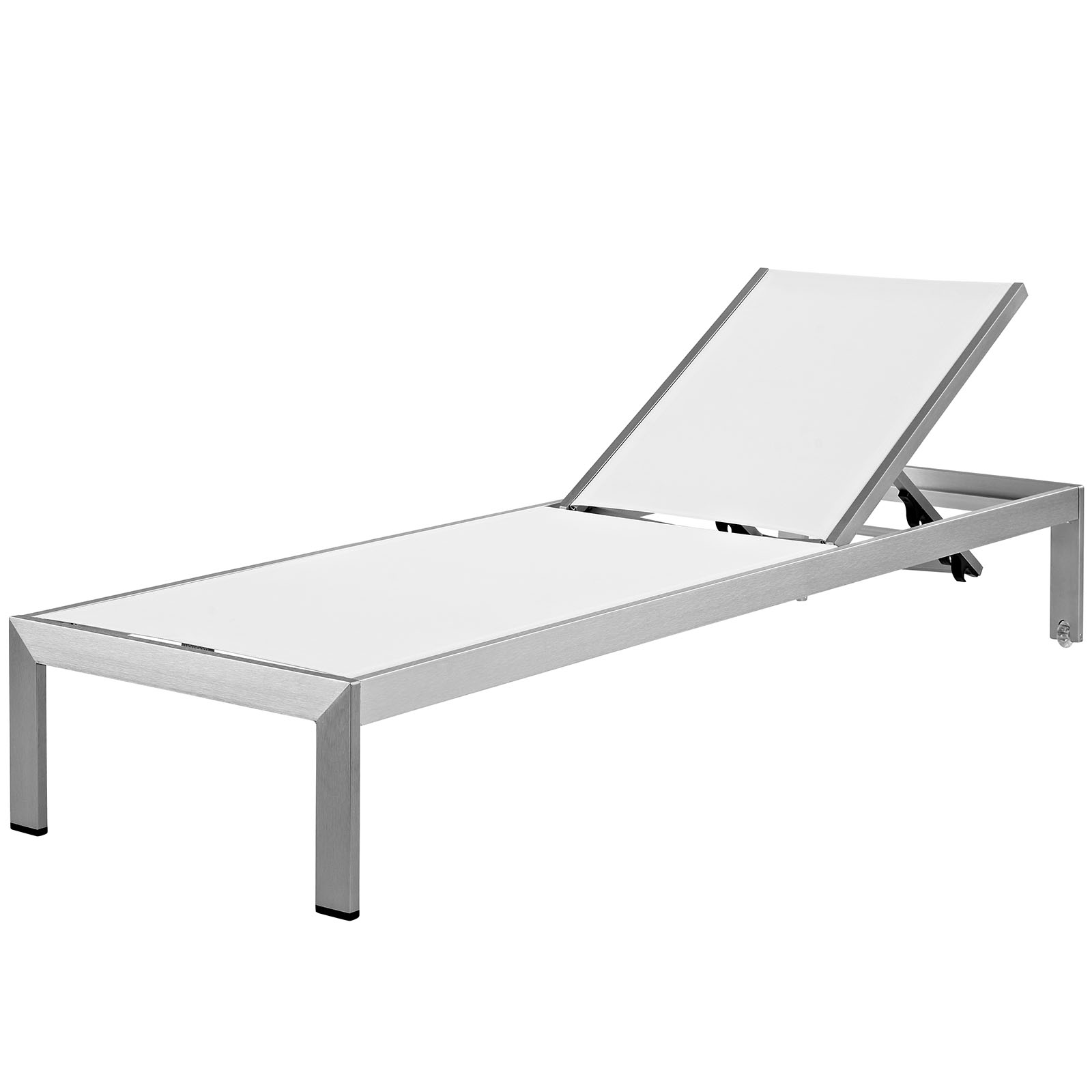 Modern Contemporary Urban Outdoor Patio Balcony Garden Furniture Lounge Chair Chaise and Side Table Set, Aluminum Metal Steel, White - image 3 of 7