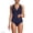 Cherry Jam Cherries/Navy, variant on Lands' End Women's Plus Size V-Neck Plunge X Back Tankini Top