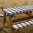 thumbnail image 4 of FGY Picnic Table Covers, 3 Piece Set Waterproof Picnic Table and Bench Cover Outdoor Camping Tablecloth (Black&White), 4 of 6