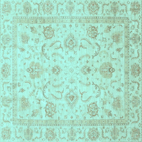Ahgly Company Indoor Square Oriental Light Blue Traditional Area Rugs, 3' Square
