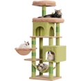 thumbnail image 1 of Cat Tree with Large Platform Multi-Level Cat Tower with Caves Cat Condo with Sisal Scratching Posts Top Perch and Hammock for Indoor Cats Basket Smoky HCTG, 1 of 9