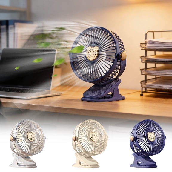 FastXmas USB Clip on Fan, Strong Wind Ultra Quiet Small Desk Fan with Strong Clamp, More Than 360° Adjustable, 3 Speeds USB-C Corded Powered, Mini Personal Fan for Home Office Desktop Black