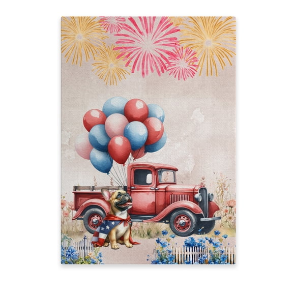 Vintage Patriotic French Bulldog 4th of July Independence Memorial Day Vertical Matte Canvas Poster Dog Lover Gifts Wall Art Home Decor - 01006