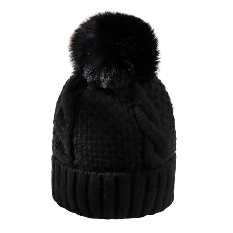 Women\'s Winter Peruvian Cover Ears Beanie Hat, Black Women Winter Peruvian Cover Ears Beanie Hat Ear Flaps Cap  main image 2