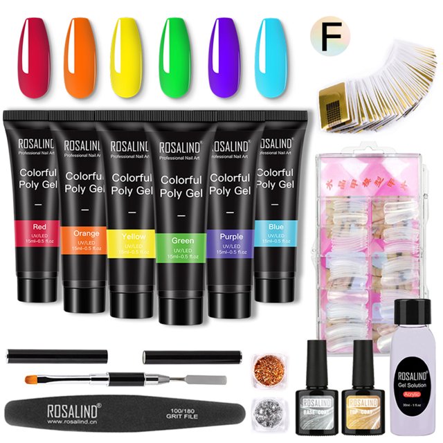ROSALIND 6Pcs 15ml Pegamento para uñas Juego de construcción rápida Base y Labymos pegamento de uñas