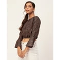 thumbnail image 3 of Moomaya Printed Blouson Top, Long Bell Sleeves Round Neck, Casual Crop Tops, 3 of 9