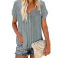 thumbnail image 1 of Sylvamorning Womens Solid Color Hollow Loose Short Sleeve Pullover T-shirt, 1 of 5