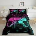 thumbnail image 2 of Erosebridal Abstract Gamepads Bedding Sets Full with Comforter,Gradient Ombre Duvet Insert,Geometric Plaid Comforter Sets Full Size,Breathable Video Game Bedroom Decoration,Reversible,3-Piece, 2 of 8