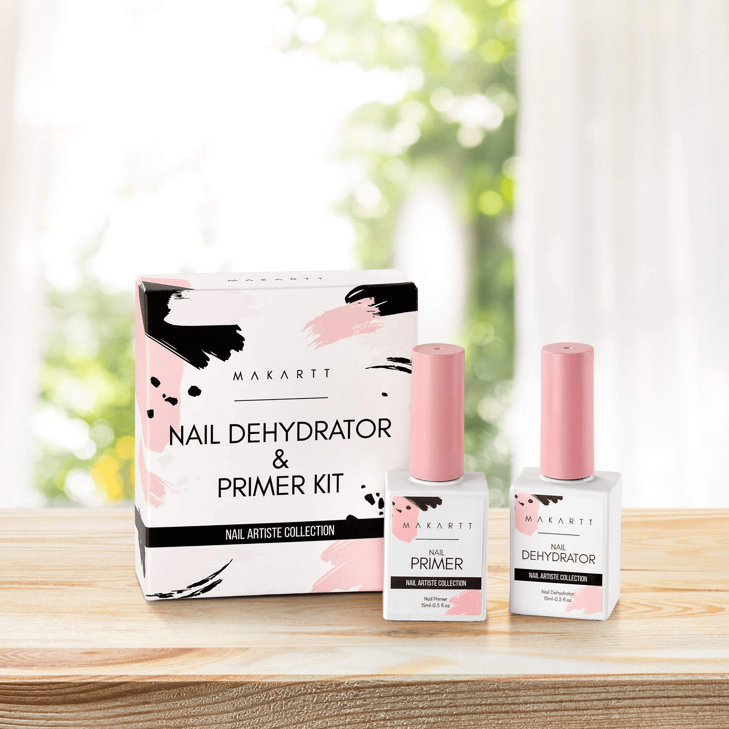 Makartt Nail Primer and Nail Dehydrator Set,Air Dry Professional Long-Lasting Nail Prep Nail Primer 0.5fl.oz