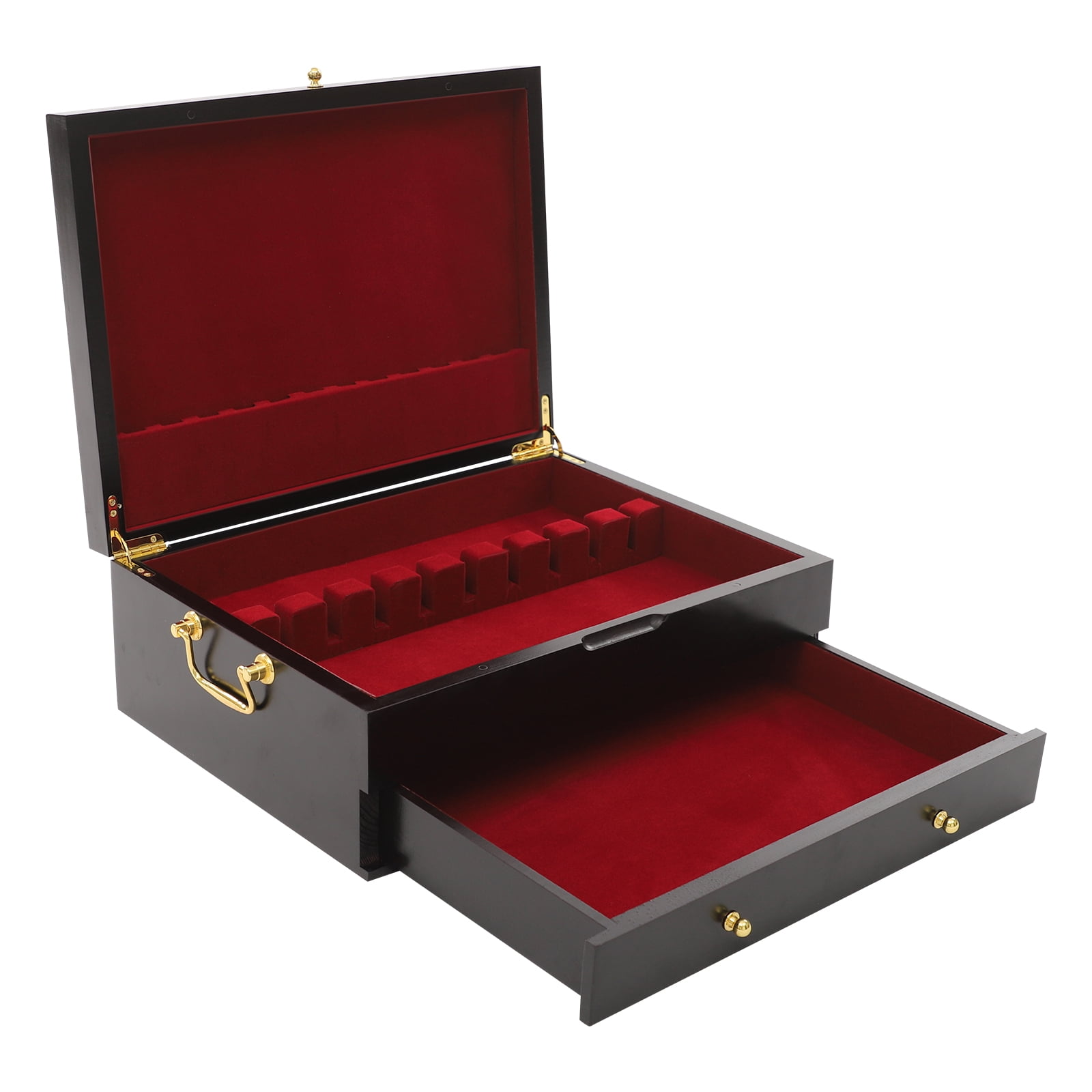 Wooden Silverware Storage Box 2 Layers Silverware Chest Case with Drawer with Handle Lid Flatware Organizer for Kitchen Dining Room$$Home Decor, Kitchen, & Other